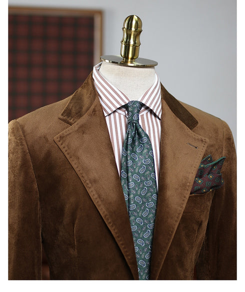 Brown Corduroy Suit – Men Suit Set – Inspired by Classic Corduroy Suits for Men Plus Size